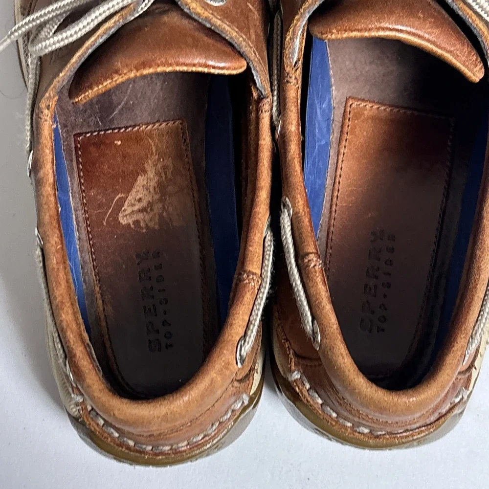 Sperry Boat Shoes 8M Brown Leather Mesh Nautical Classic Casual Coastal